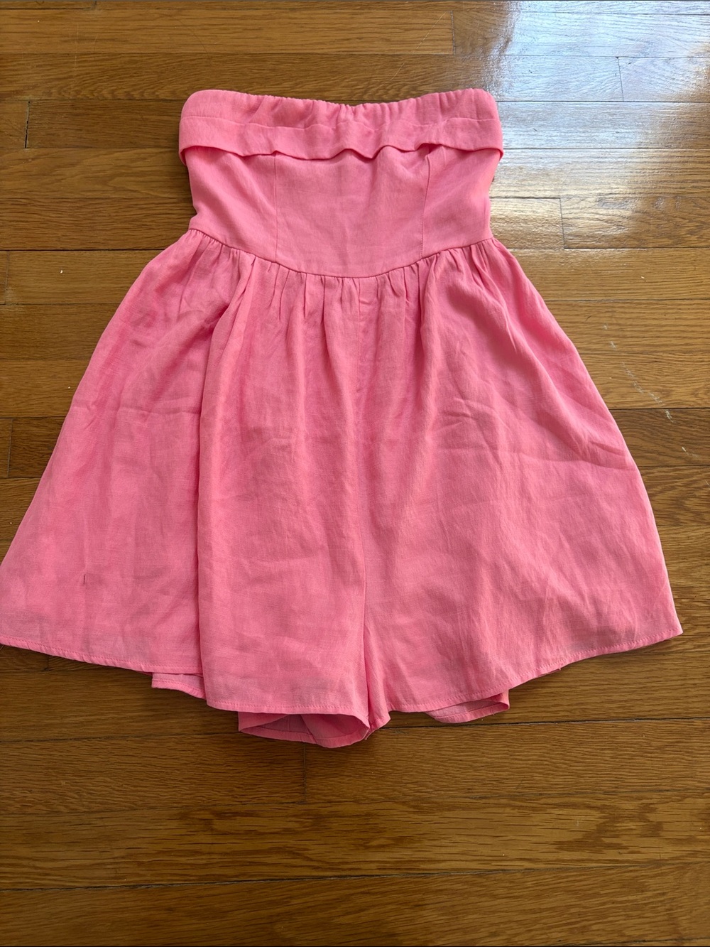 Hello Molly Strapless Pink Sundress Romper Medium